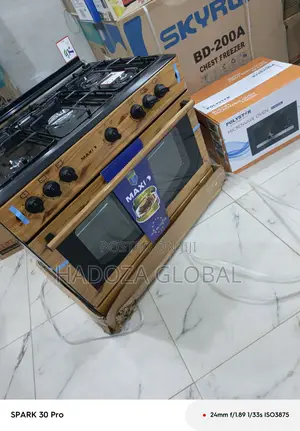 Kitchen-optimized Gas Cooker + Oven - 5 Burners -wood Finish