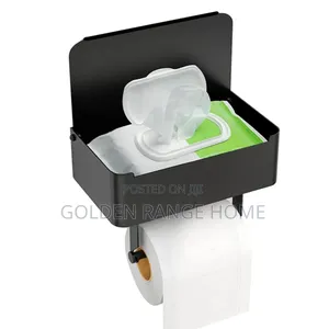 Matt Black Tissue Holder With Storage