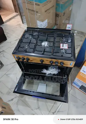 Simplify Cooking – 5 Gas Burner And Oven Unit - Wood Finish