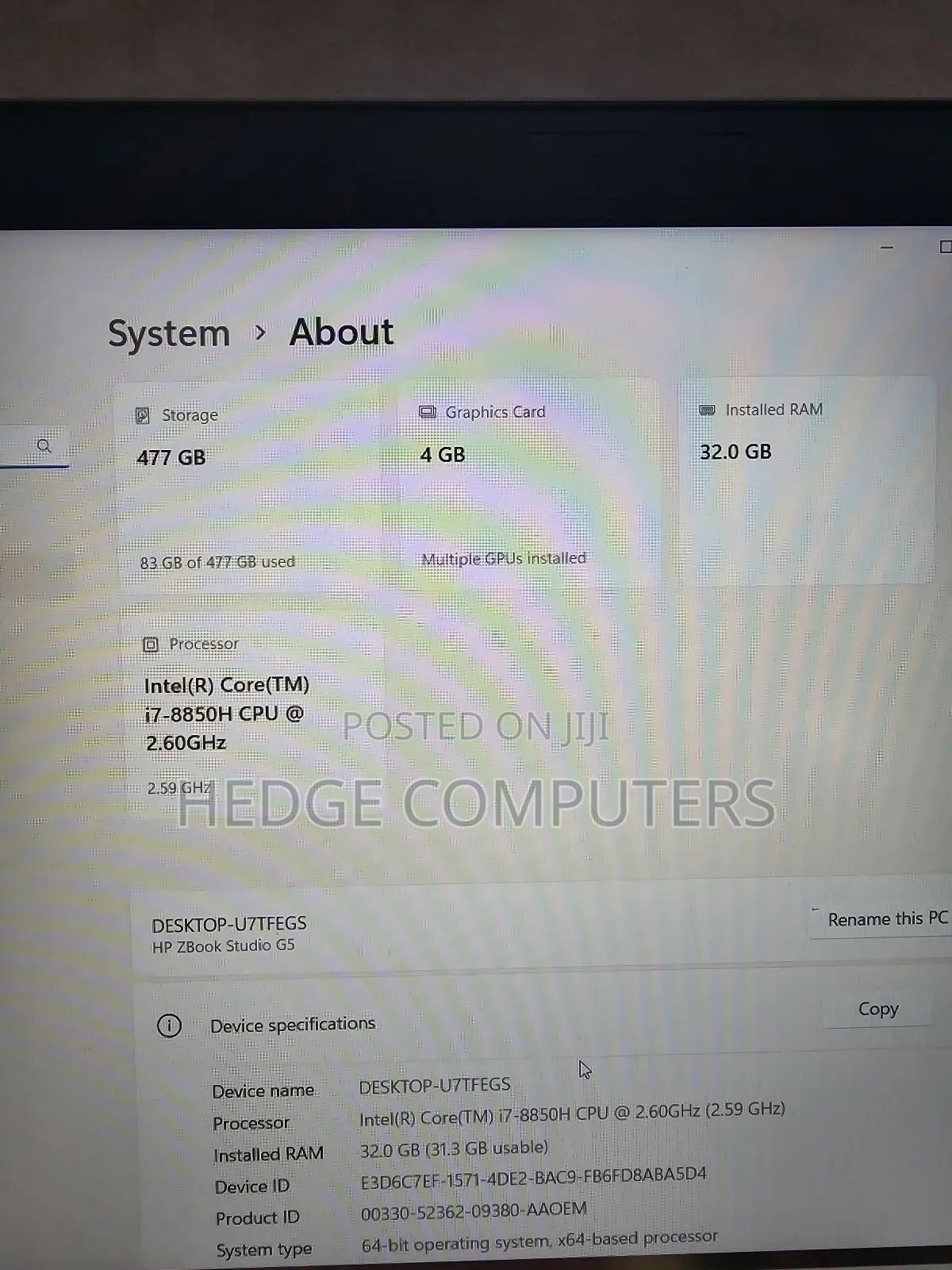 Laptop HP ZBook Studio G5 32GB Intel Core i7 SSD 512GB