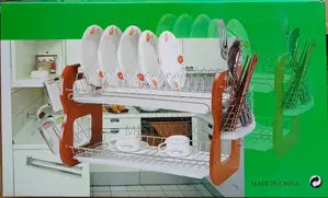 2 Layers Wooden Dish Rack