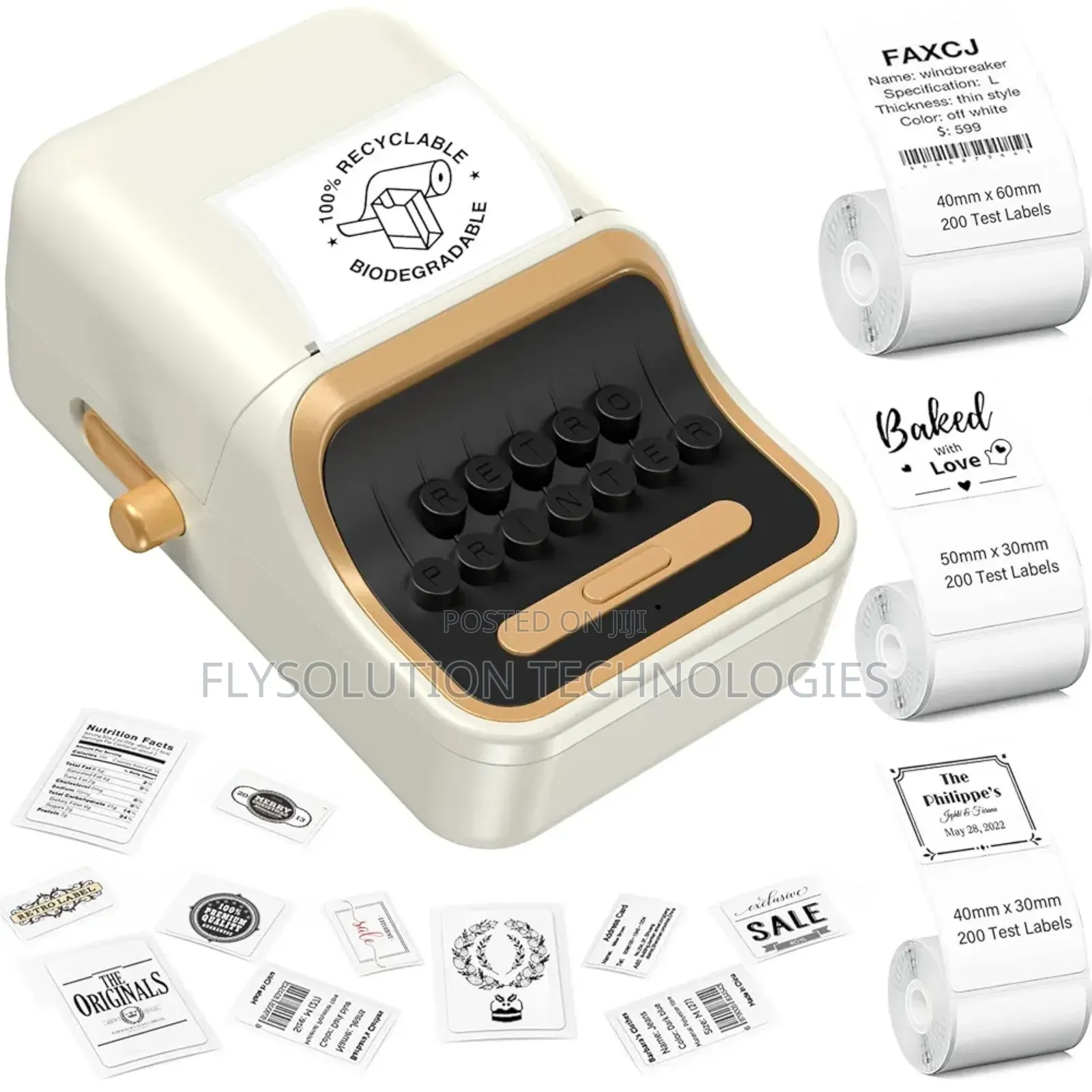 Mini Bluetooth Label Thermal Printer Works Android Ios