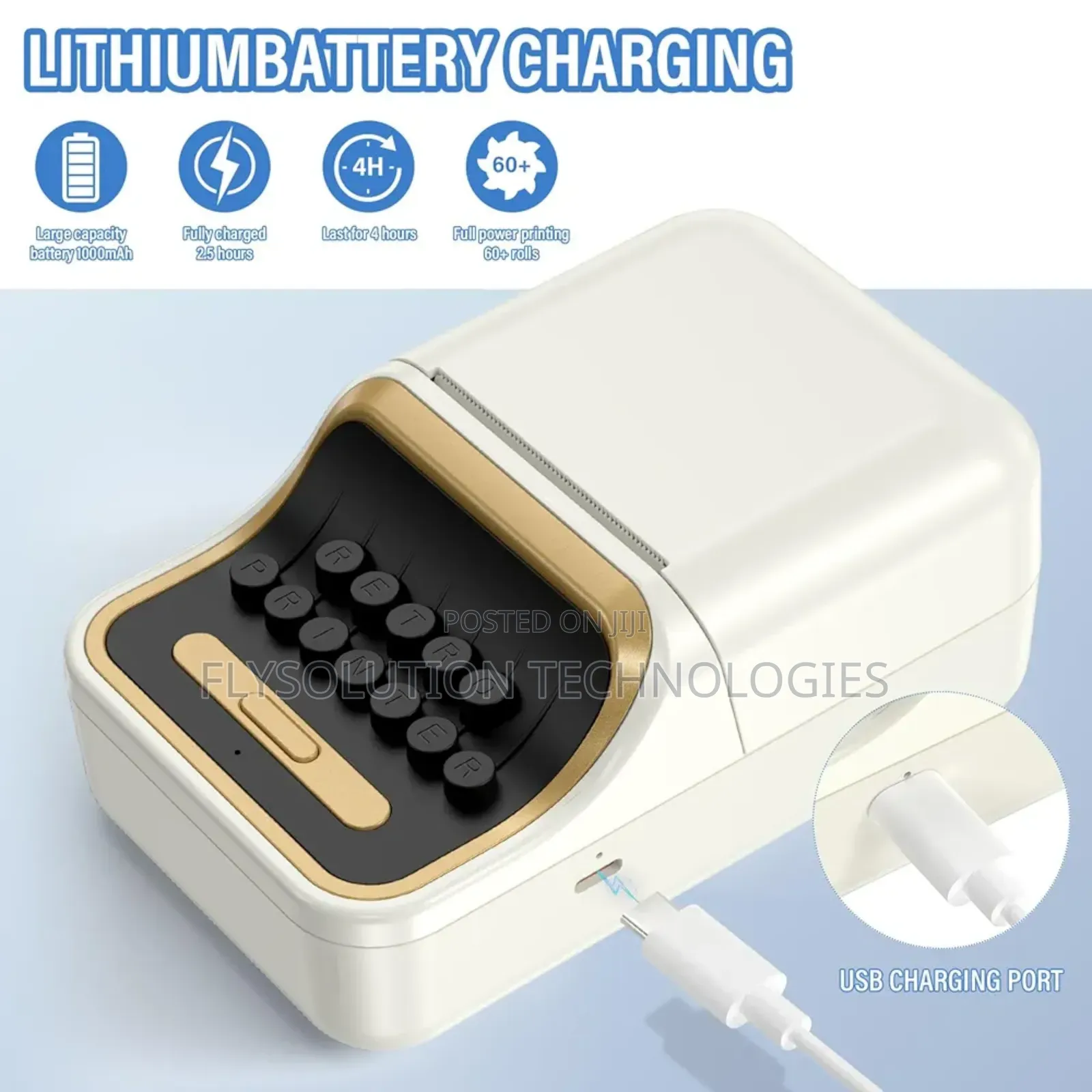 Mini Bluetooth Label Thermal Printer Works Android Ios