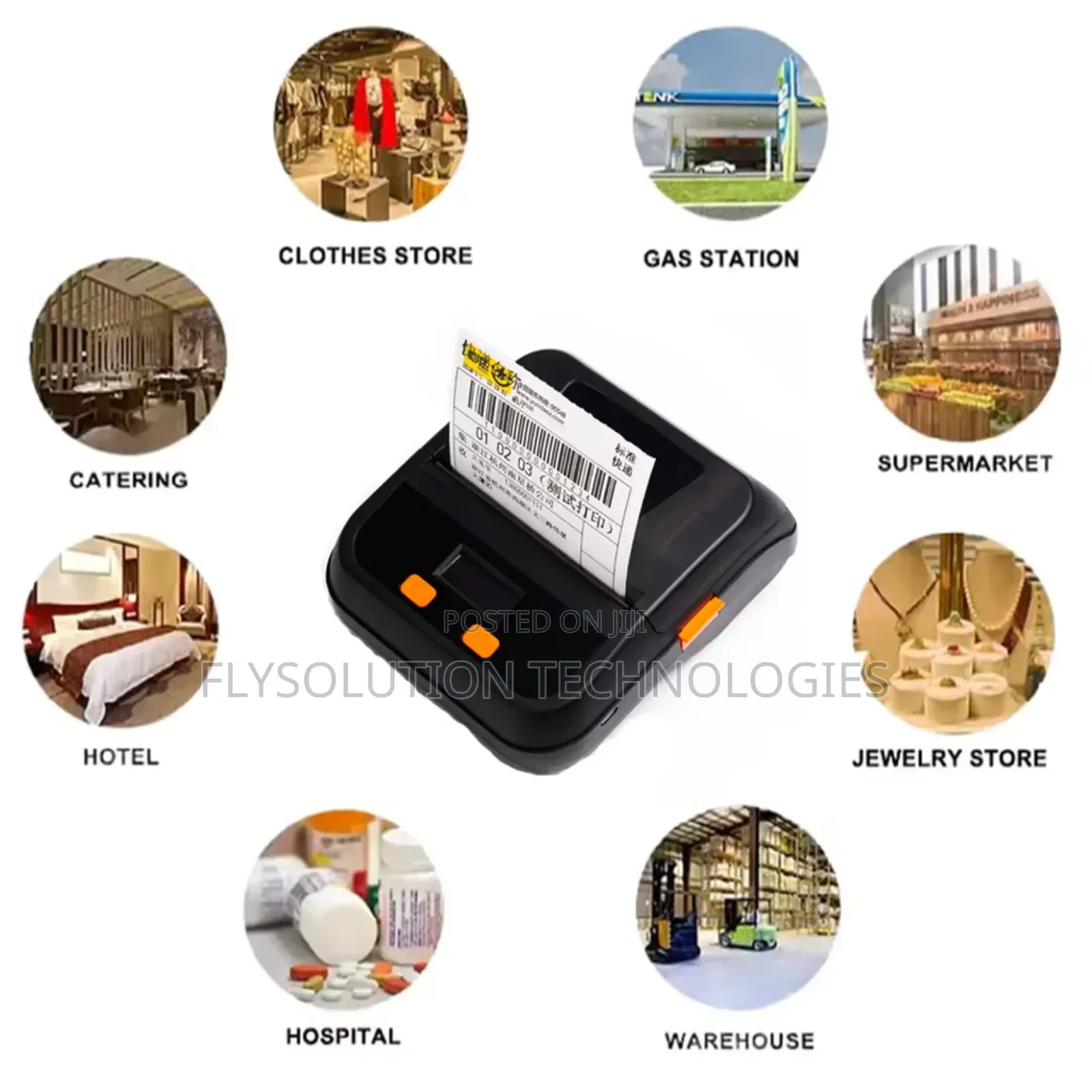 80mm Wireless Bluetooth Portable Thermal Printer Receipt