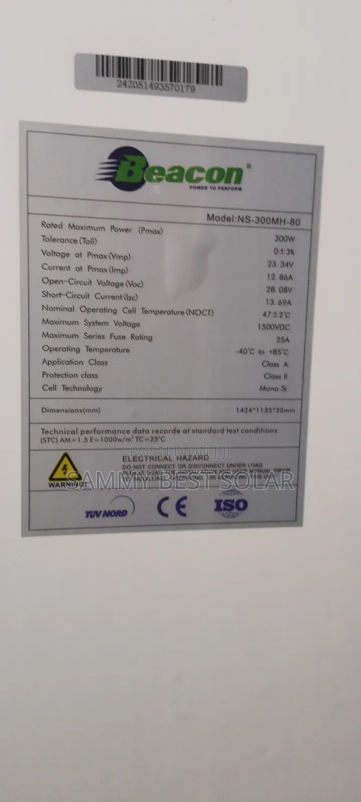 300w Beacon Mono Solar Panel Available.