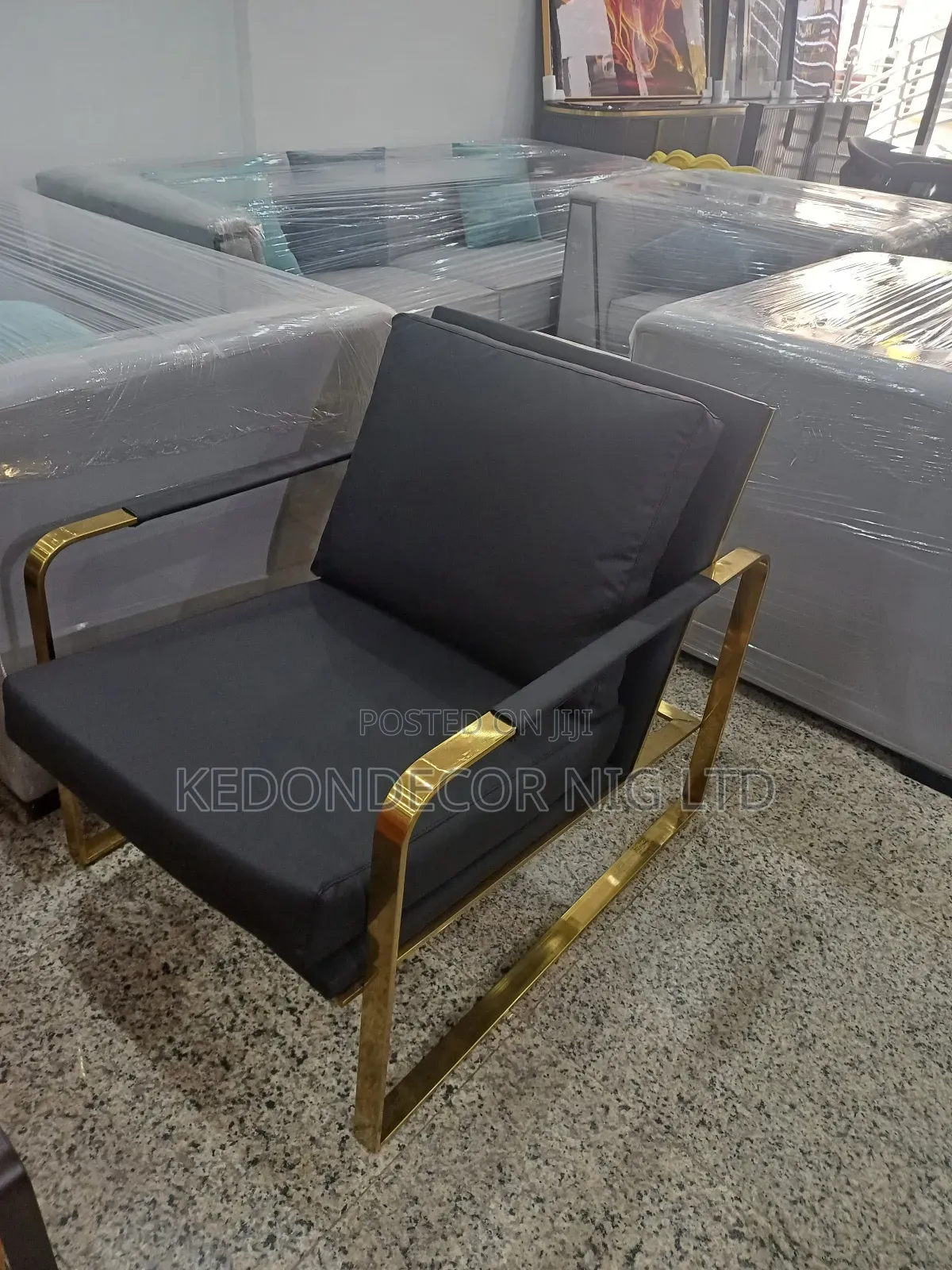 Black Gold Accent Chairs 2set