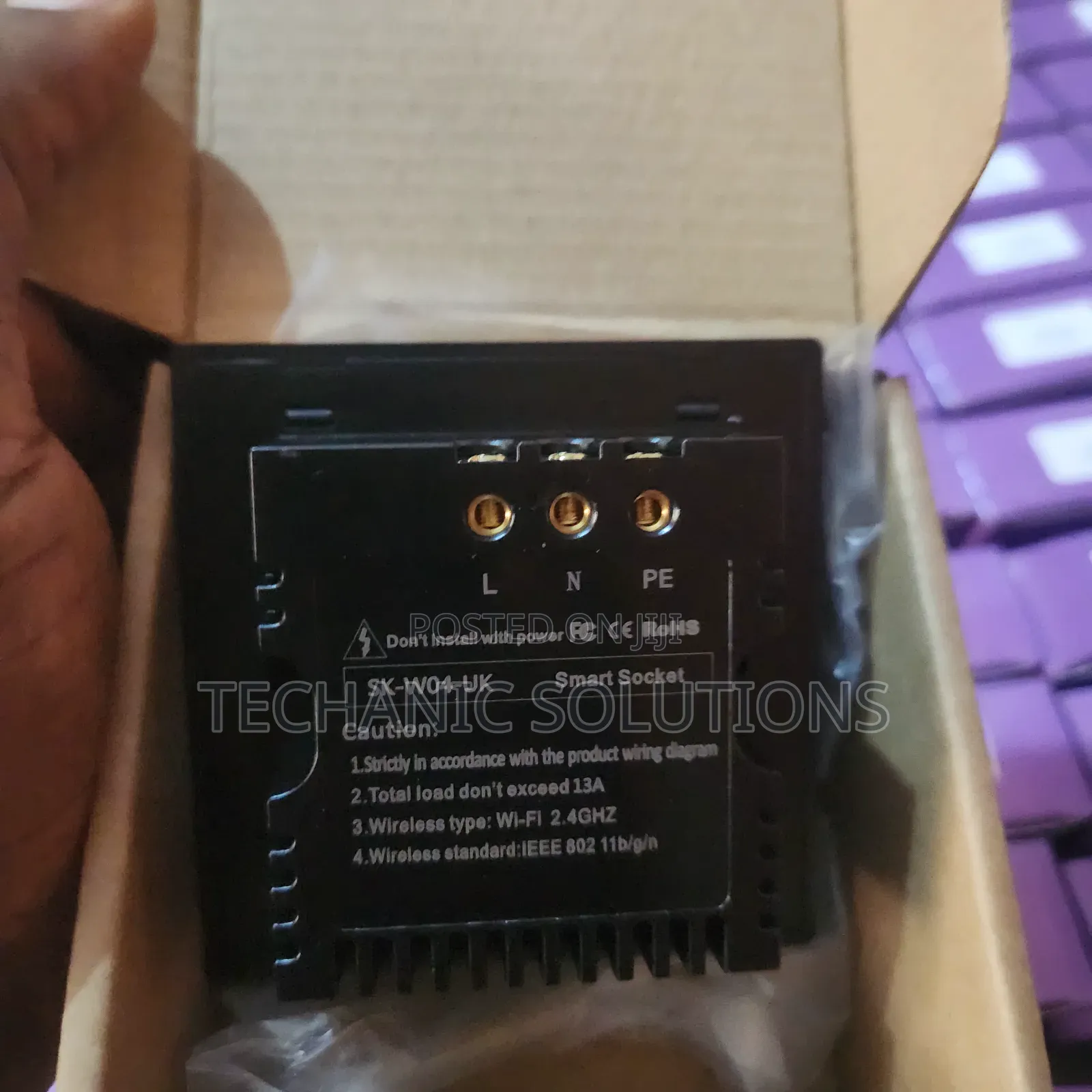 13amp Tuya Single Socket, Wifi Socket - Black