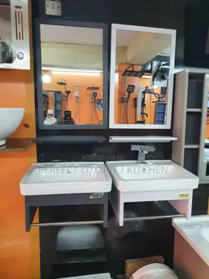 Gray/White Wall Hang Wash Hand Basin/Mirror/Towel Hanger