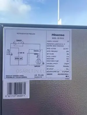Hisense Double Door Refrigerator With One Year Warranty