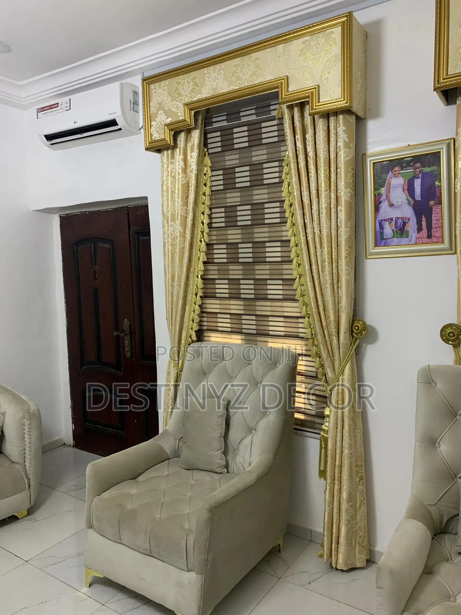 Gold Curtains With Blinds