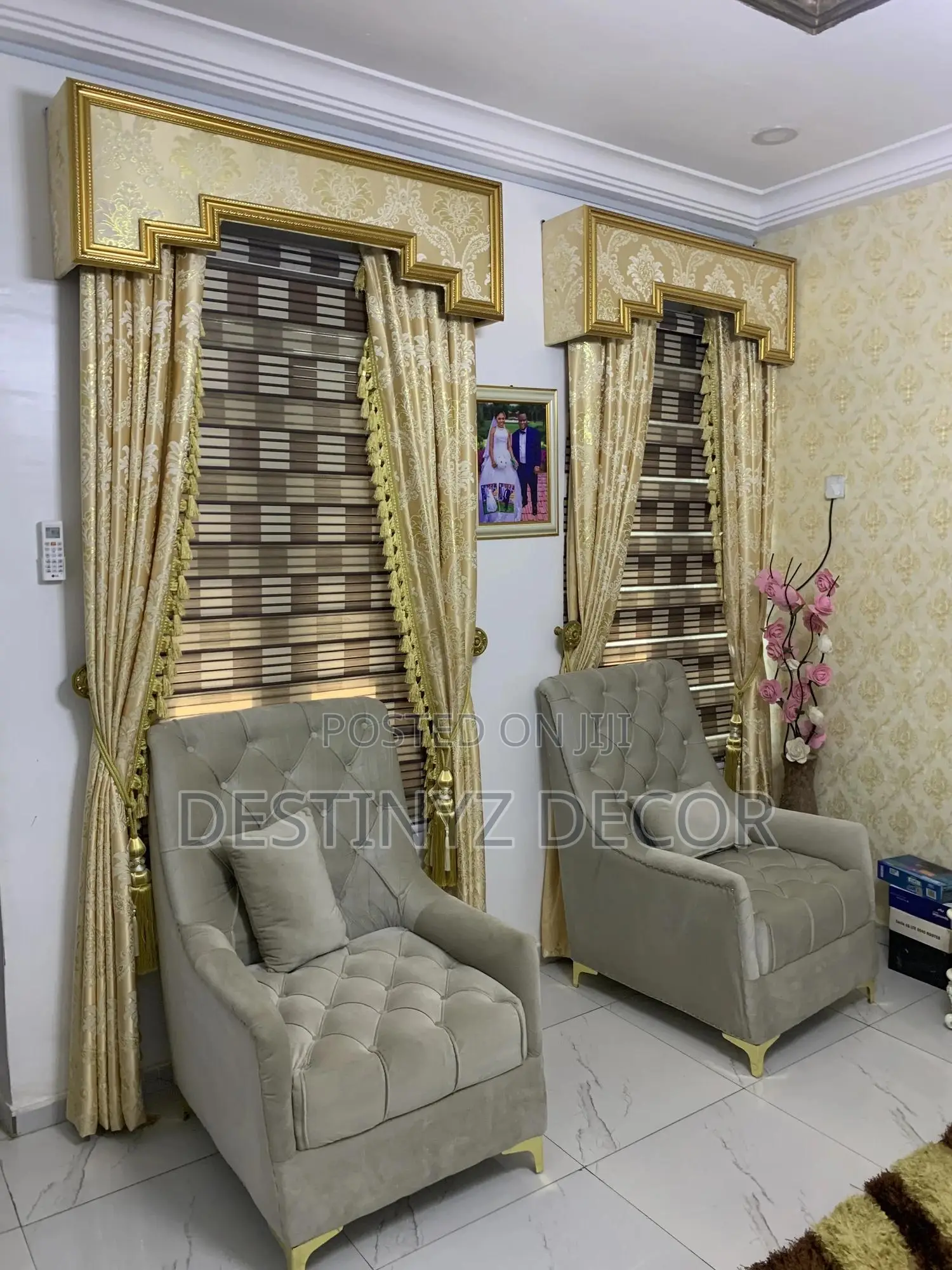 Gold Curtains With Blinds