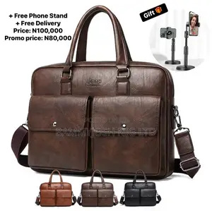 Fashion Waterproof Business Leather Laptop Bag, Phone Stand
