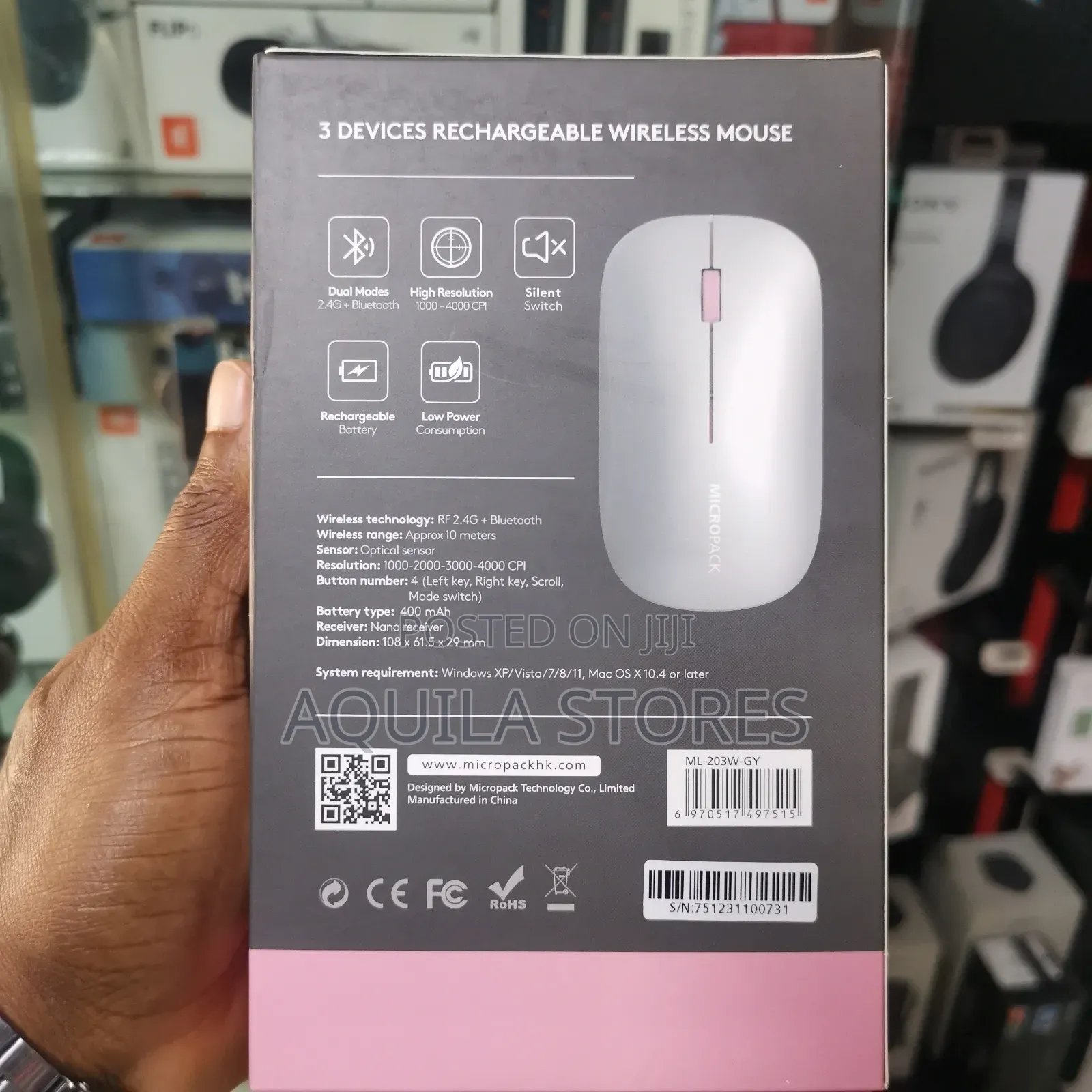 Micropack 3 Devices Rechargeable Wireless Mouse