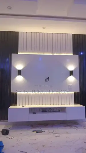 10ft X 8ft Tv Console. White and Black Color.