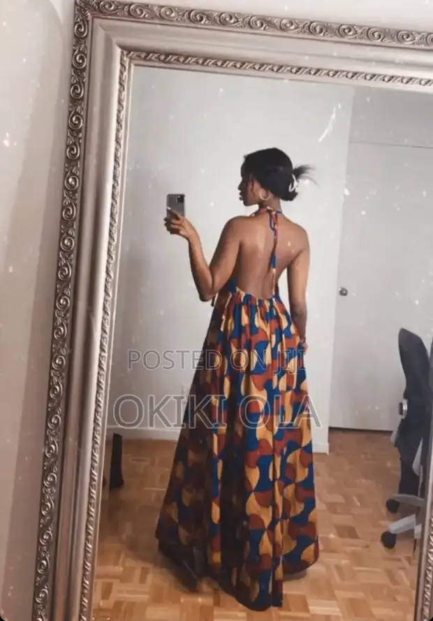 Backless Ankara/Adire Bubu Gown for sale - Okiki Ola  Price:  15,000 on  Jiji.ng [Alimosho]