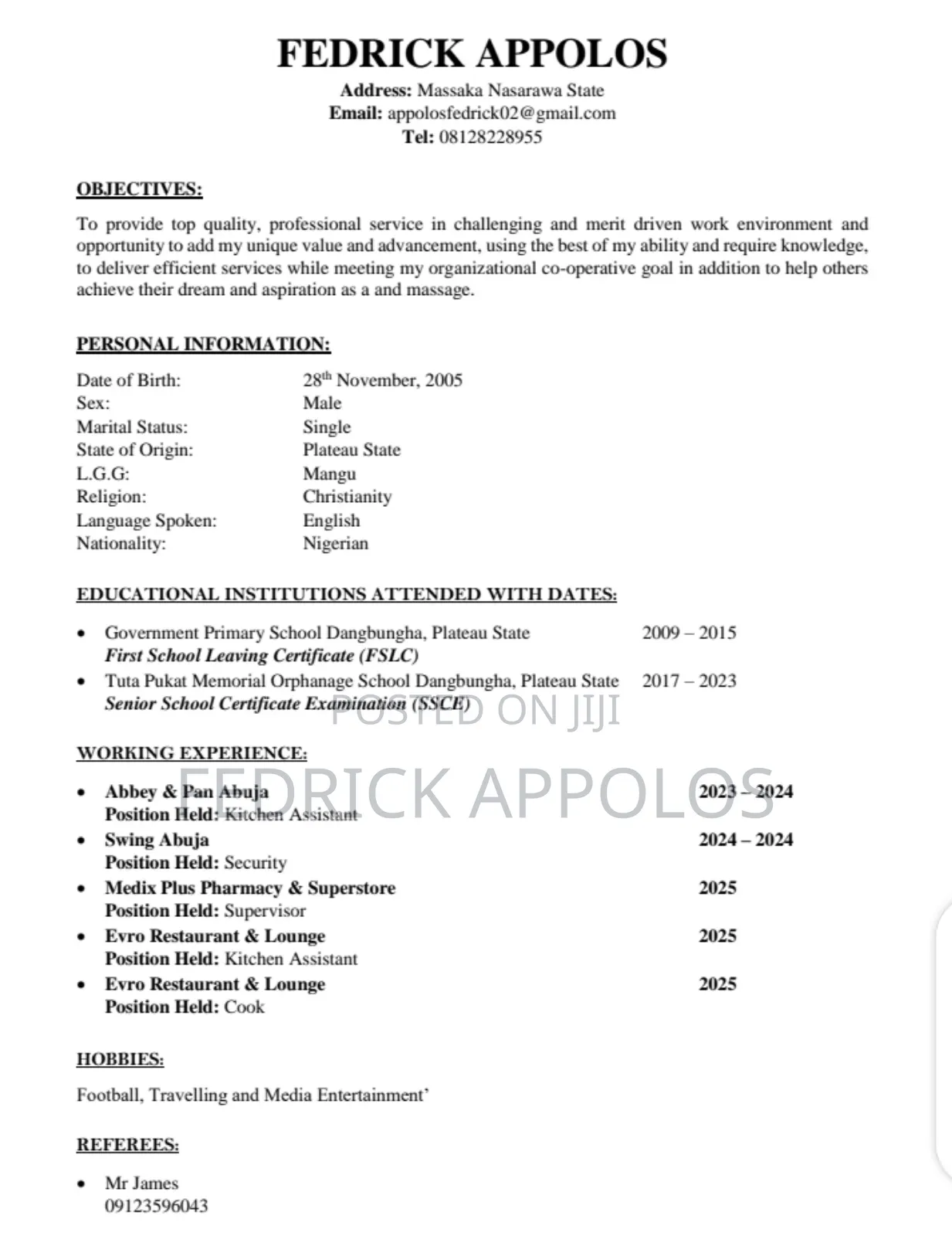 Looking for a Cook Job