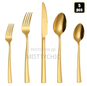 6 Pieces Gold Dinner Sets Spoon