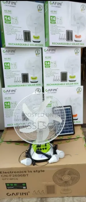 Cafini 14 Inches Ac/Dc Solar Rechargeable Fan