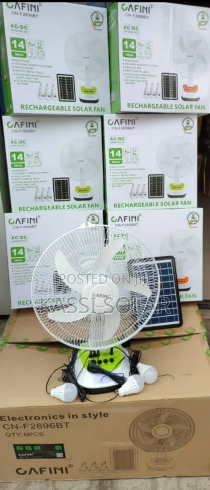 Cafini 14 Inches Ac/Dc Solar Rechargeable Fan