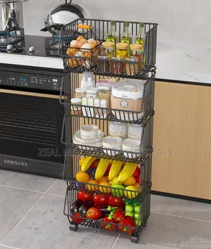 5-Layer Kitchen Vegetable Storage Basket Rack Trolley