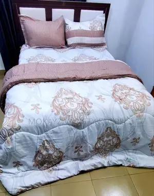 White and Light Brown Color Mix Bedding Set