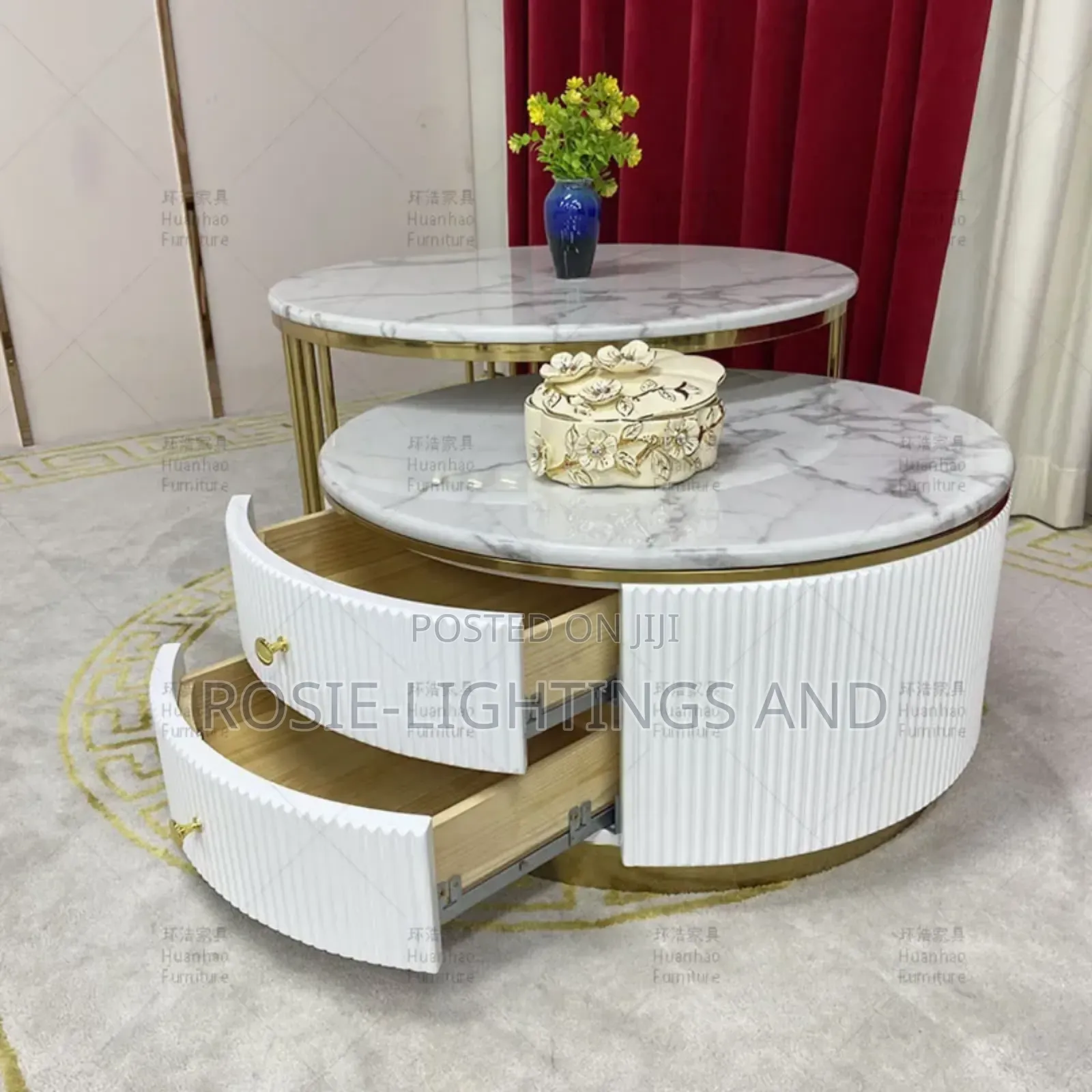 Modern Living Room Center Table With 2 Step Drawers