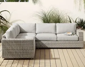 Rattan Outdoor 6 Seater L-Shape Chair With Table