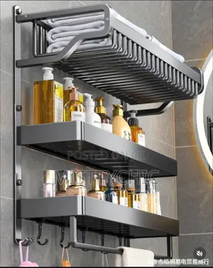 Towel Rack Bathroom Shelving All-in-One