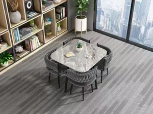 Square 90cmx90cm Marble Dinning Table 4velvet Fabric Chair