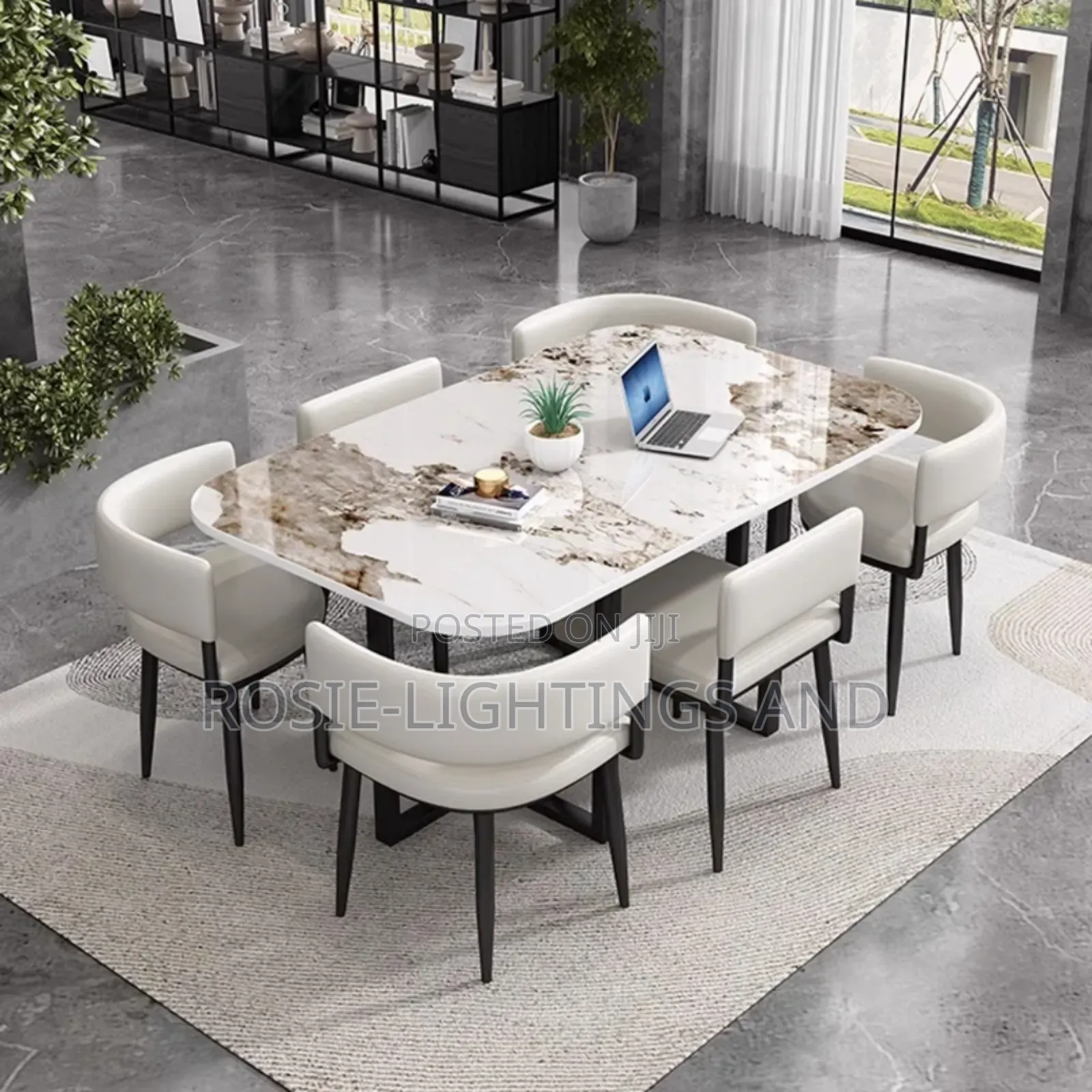 Newly Modern Exquisite Dinning Table 6 Chairs - White