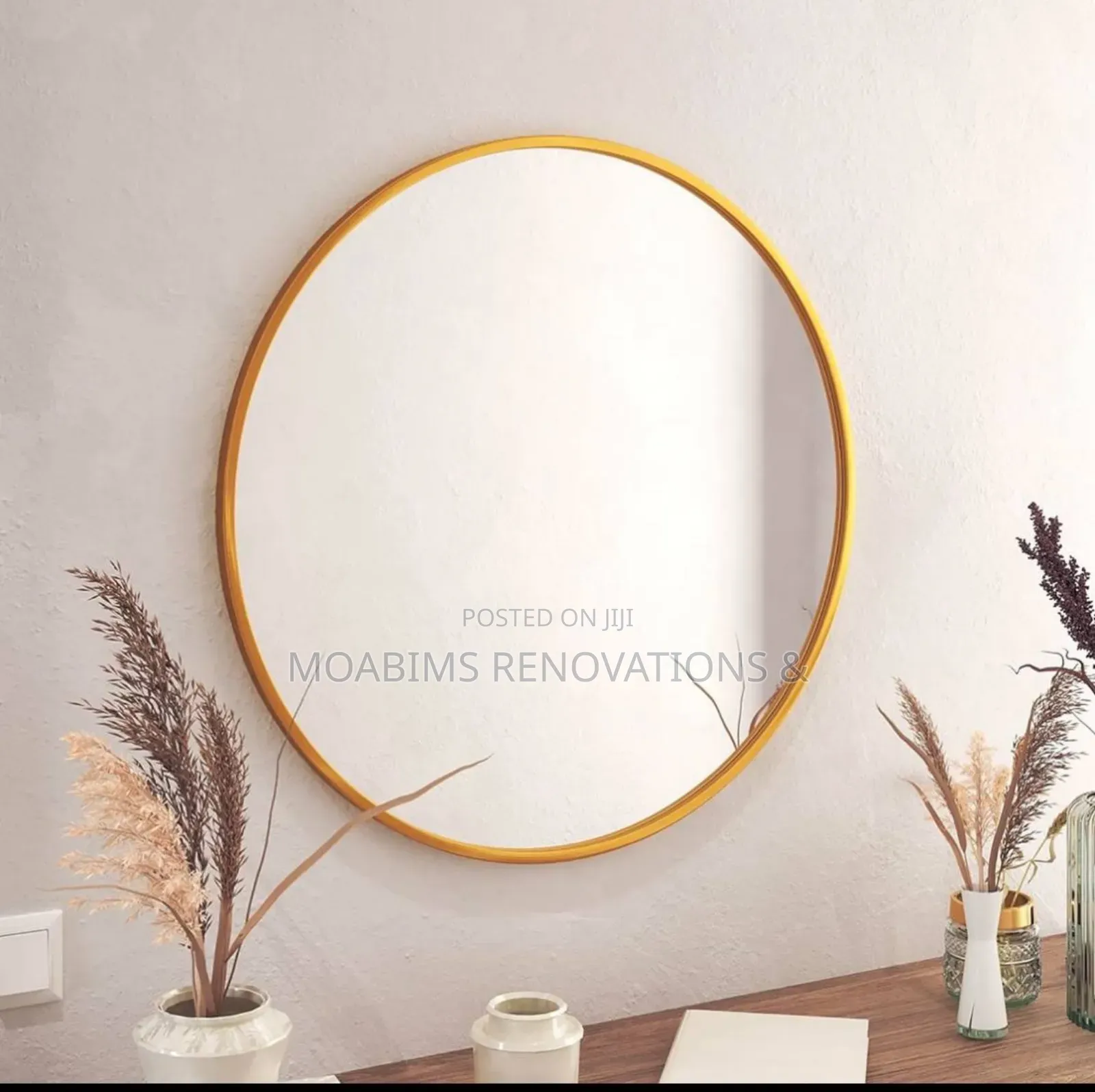 Big Round Mirror - Gold and Black
