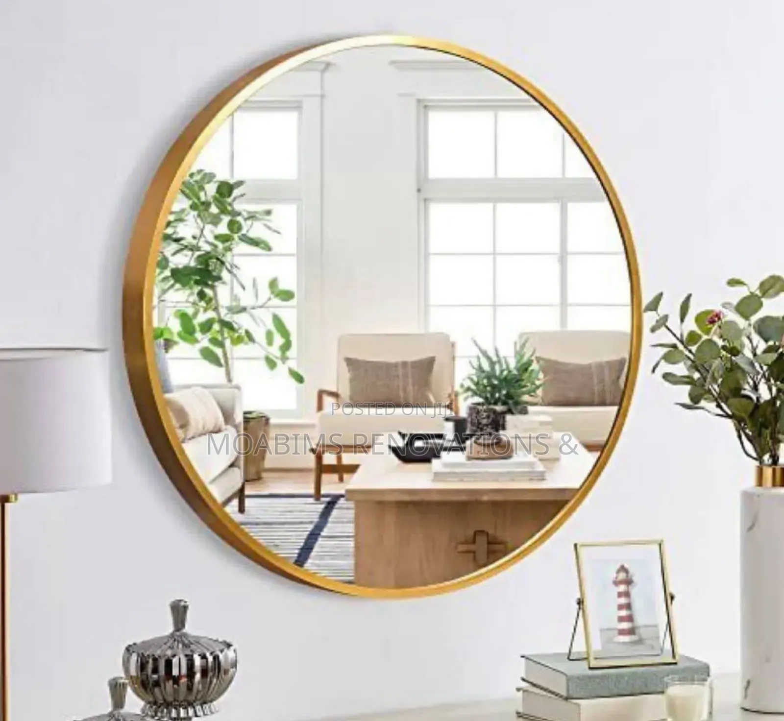 Big Round Mirror - Gold and Black