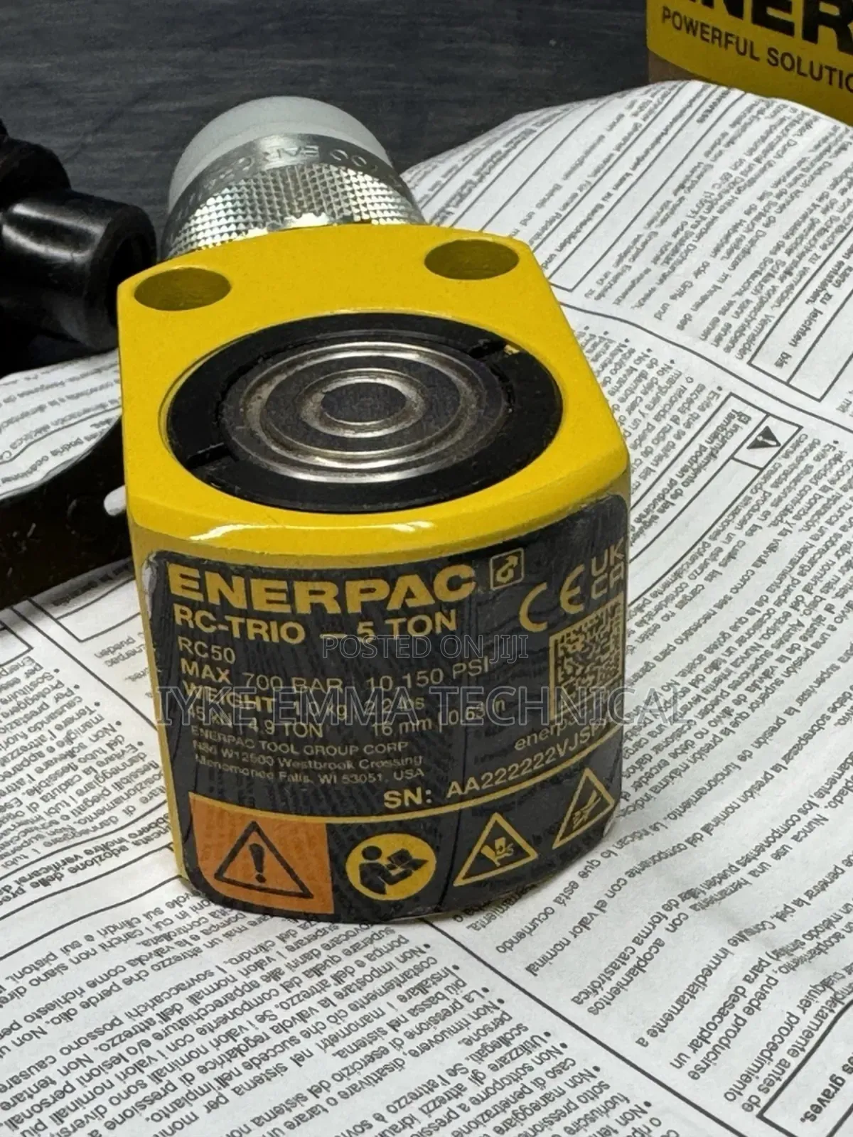 Enerpac Rc50 Hydraulic Ram Single Acting, 5 Ton Capacity,