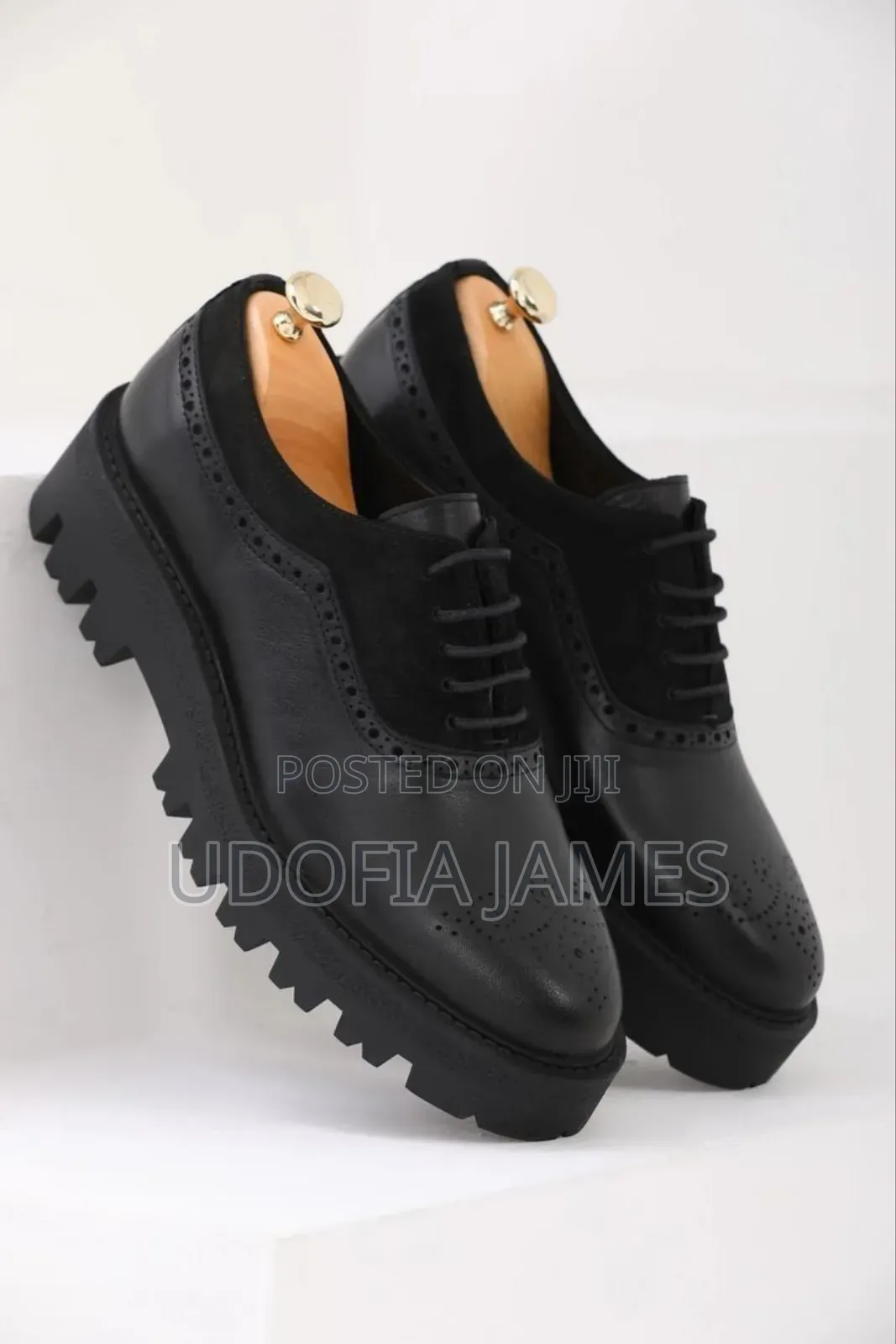 Black and Dark Brown Whole Cut Brogues