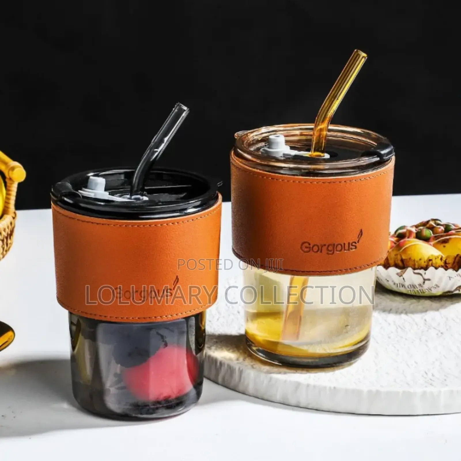 Glass Cup With Straw - Coffee Cup