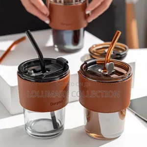 Glass Cup With Straw - Coffee Cup