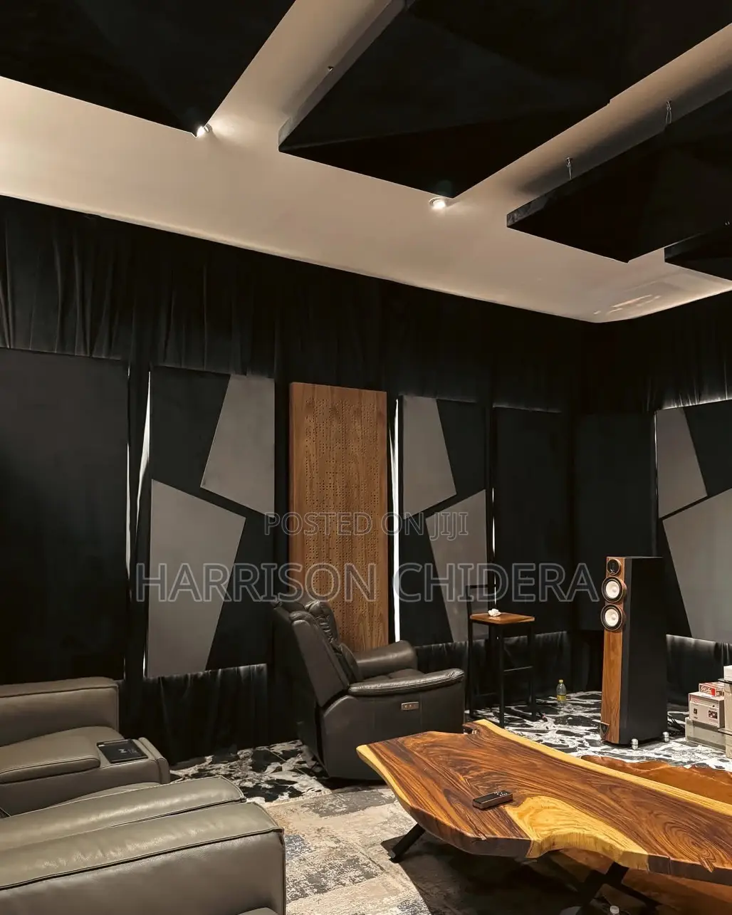 Double Padded Black Woolly Acoustic Panel