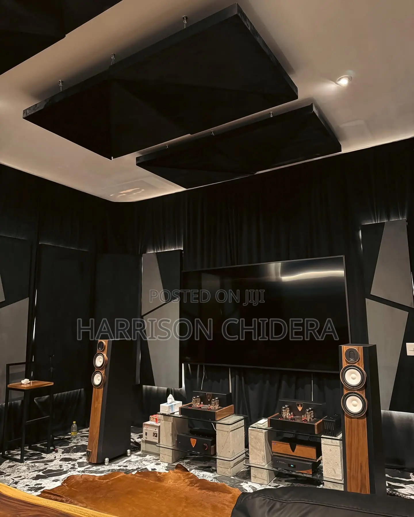 Double Padded Black Woolly Acoustic Panel