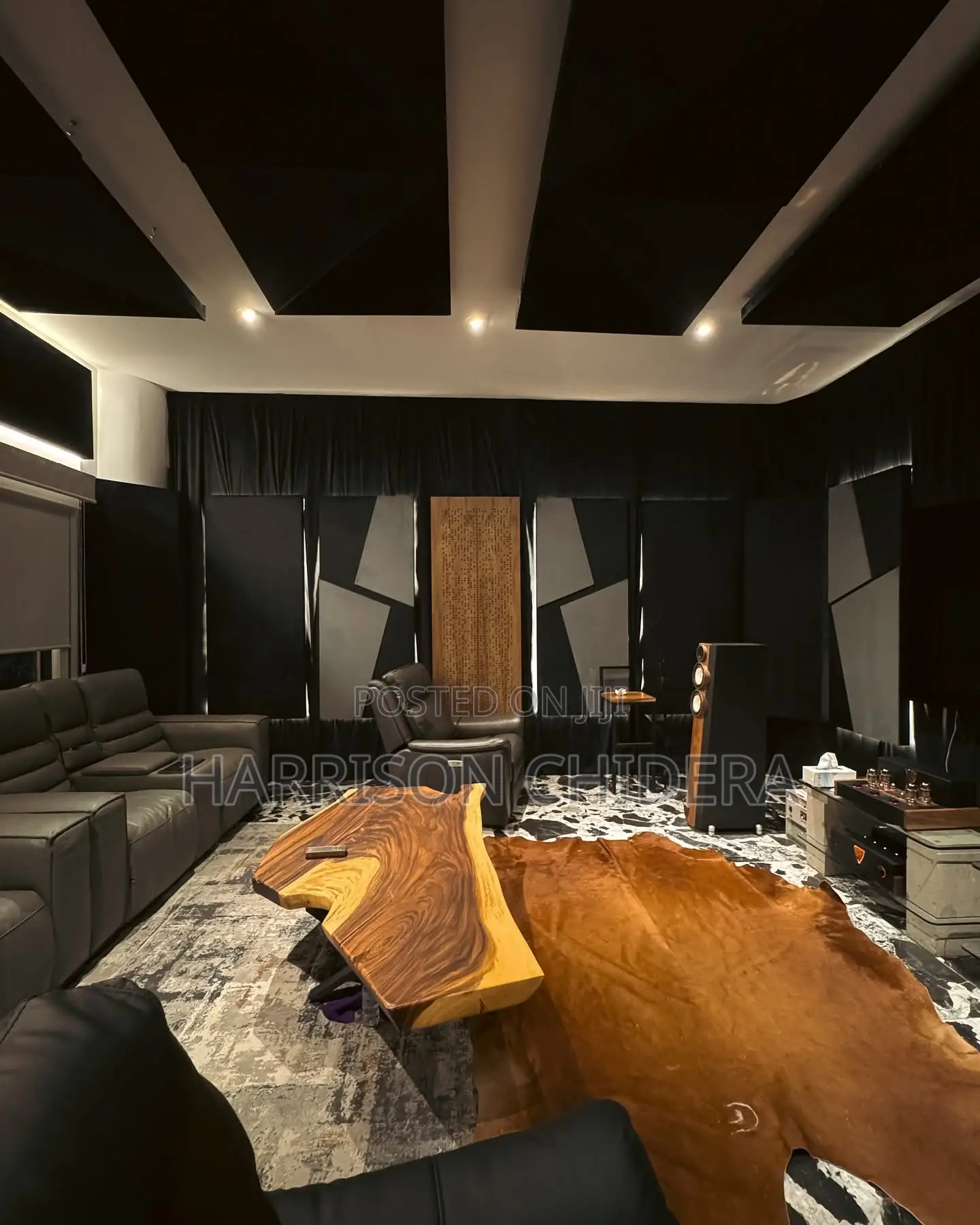 Double Padded Black Woolly Acoustic Panel