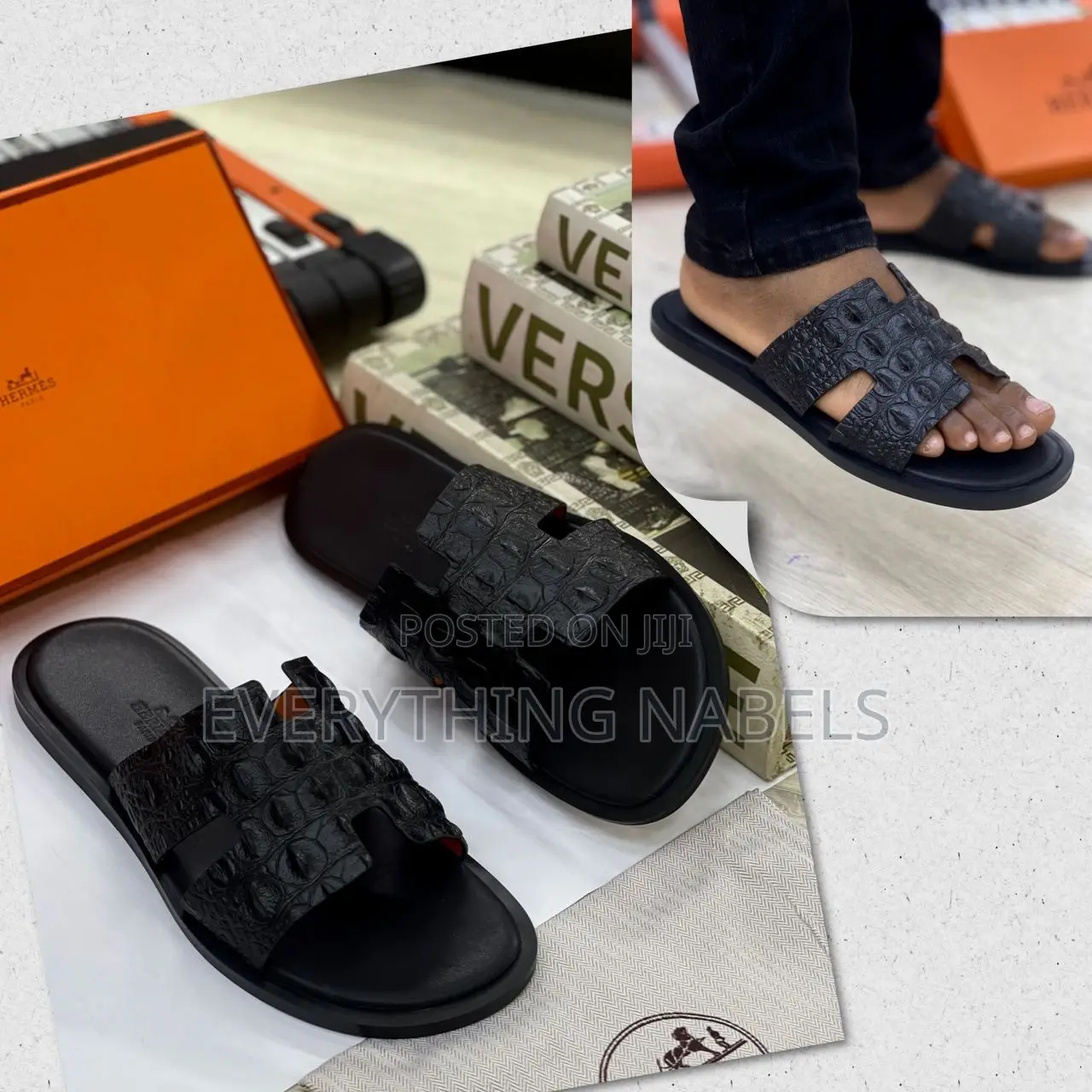 Original Crocodile-Skinned Hermès Slides