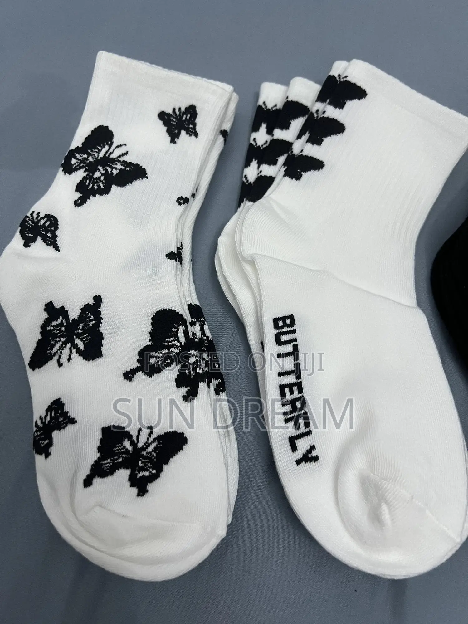 Butterfly Socks Black Socks White