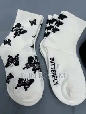 Butterfly Socks Black Socks White