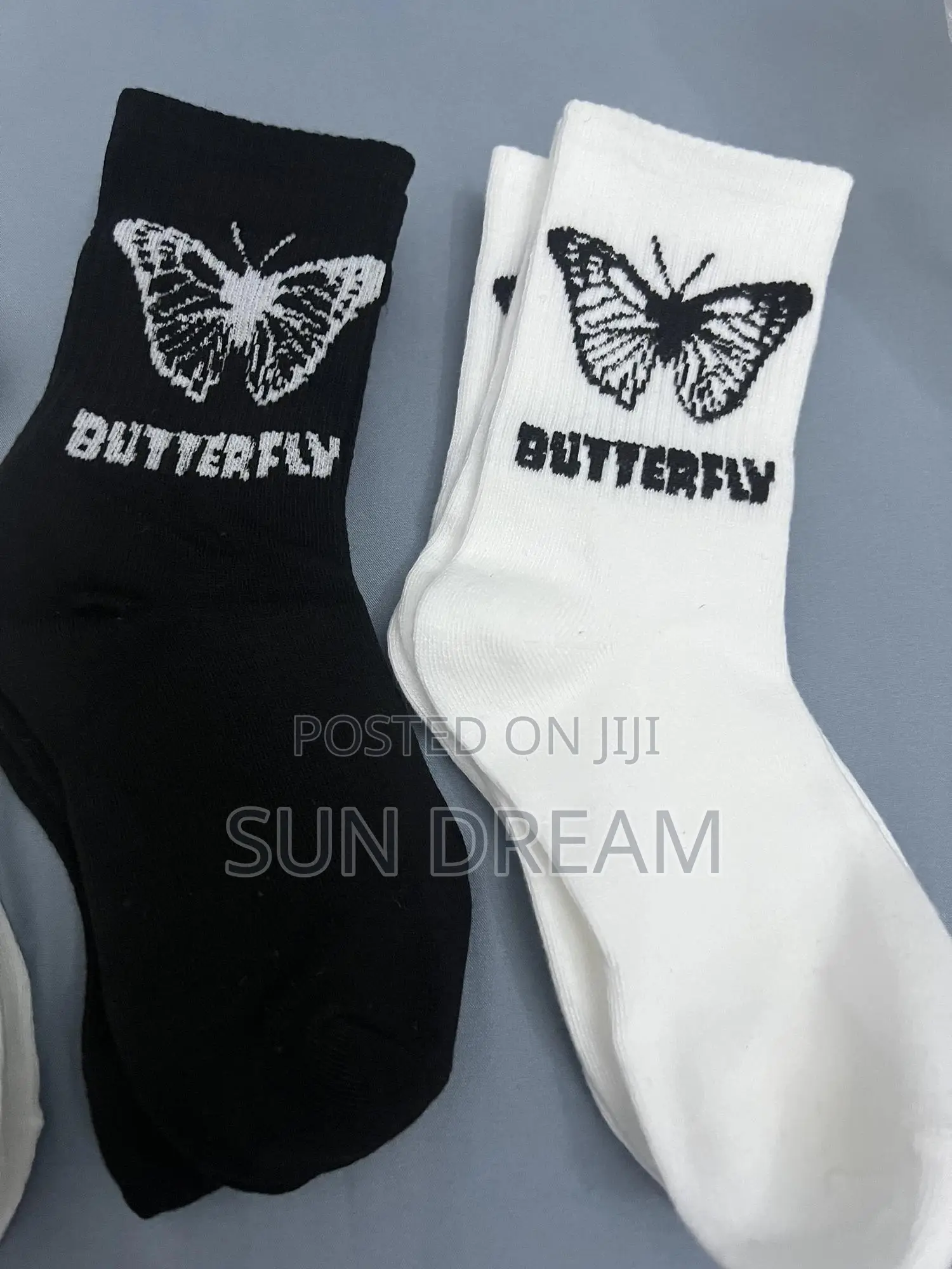 Butterfly Socks Black Socks White