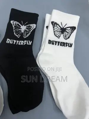 Butterfly Socks Black Socks White