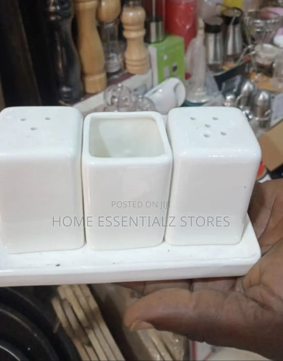 Ceramic Table Pepper Salt Toothpicks Holder 3-in-1