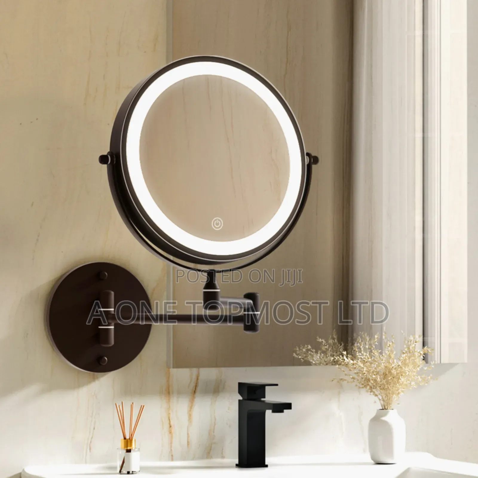 Magnifying Black Mirror With Led