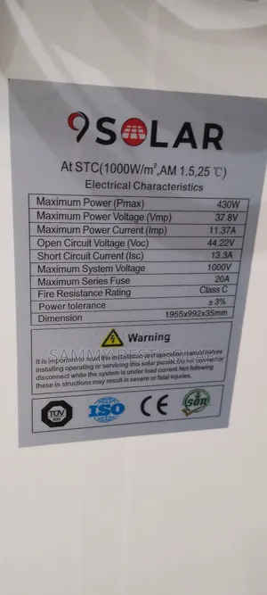 430 Watt Mono 9 Solar Panel Available.