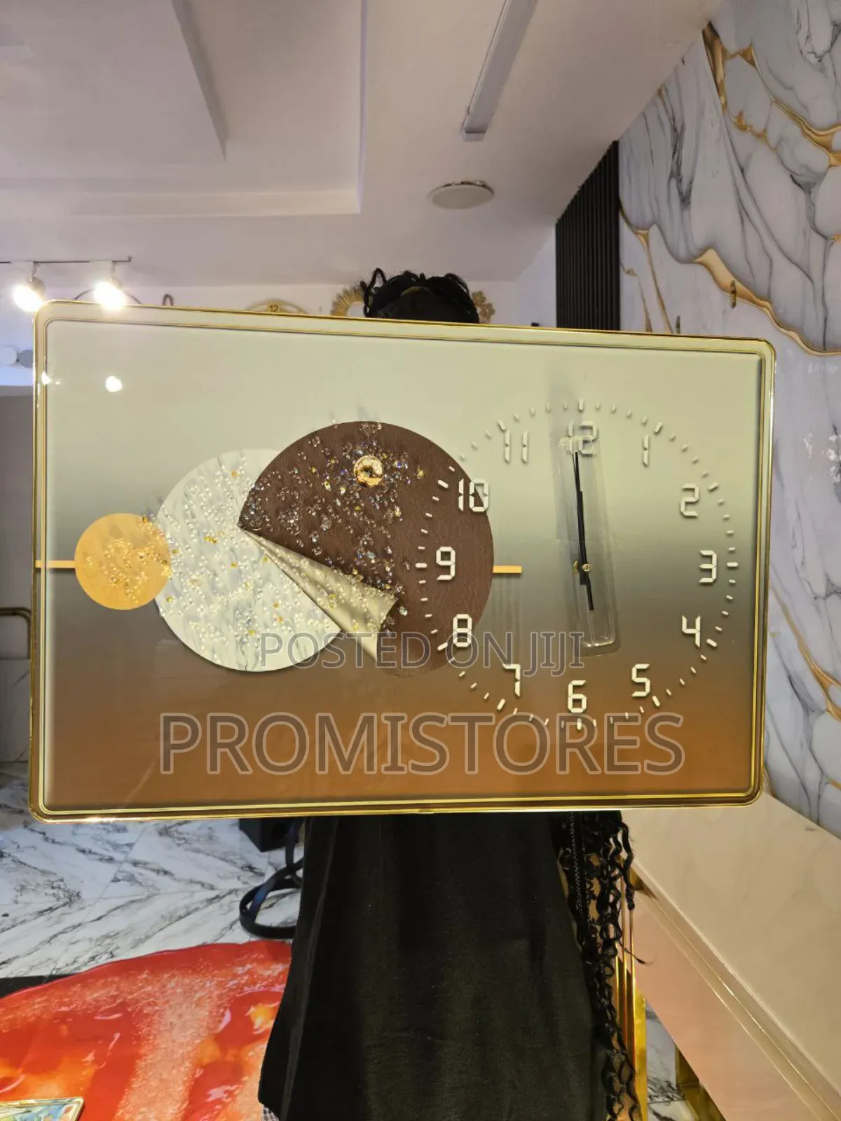 Unbreakable Crystal Wall Acrylic Stone Frame With Clock