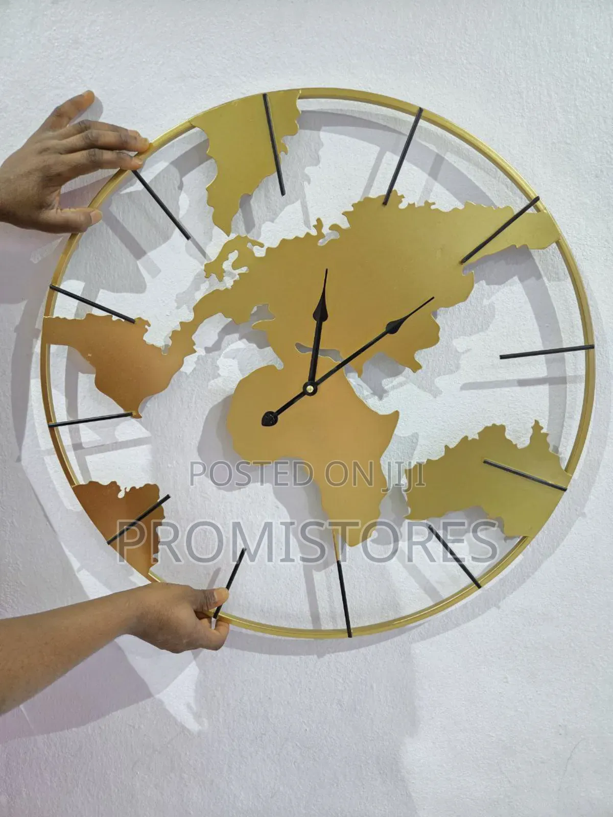 Big Creative World Map Design Wall Clock(Black/Gold)