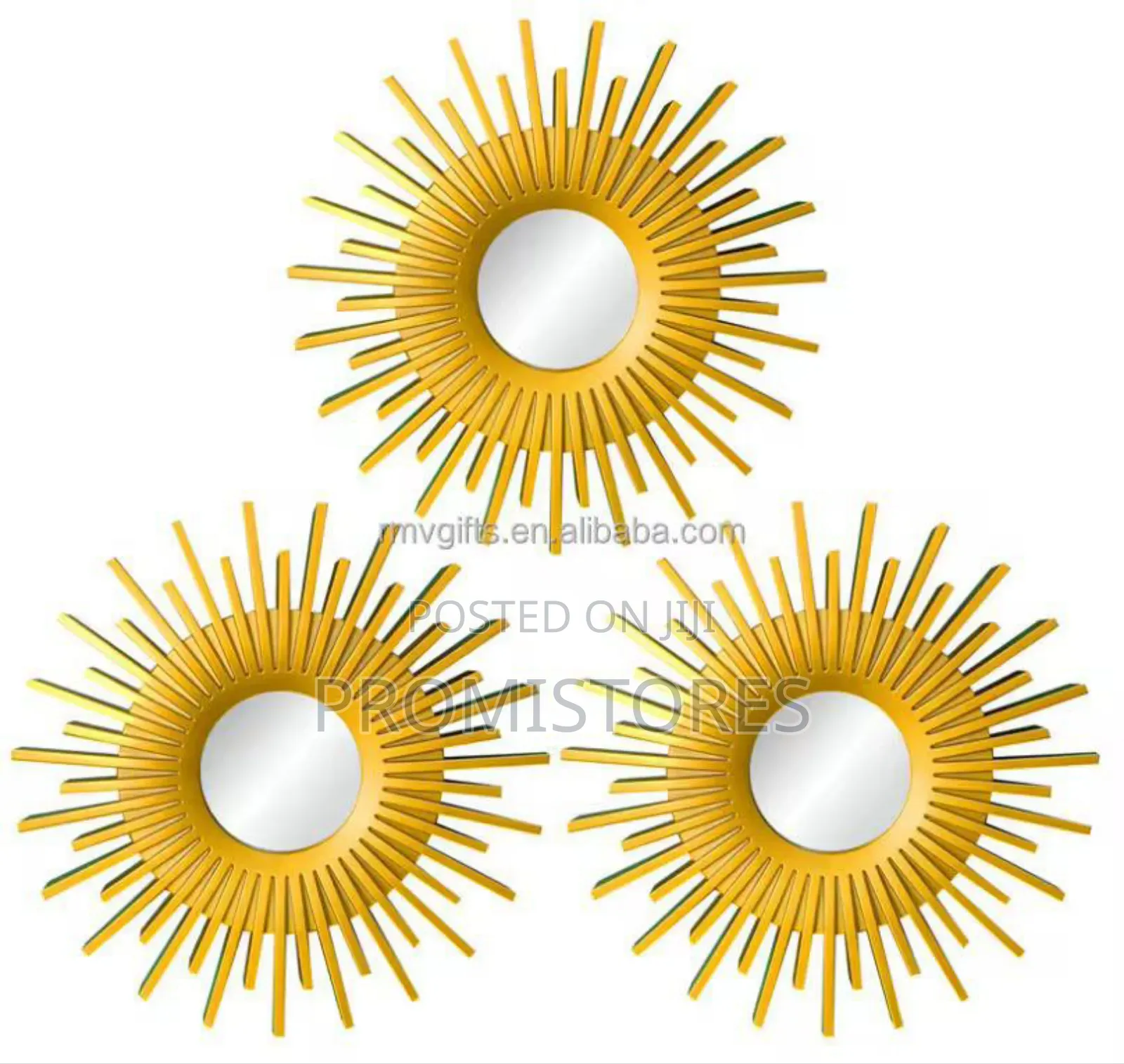 3pcs Metal Frame Wall Mounted Round Mirror